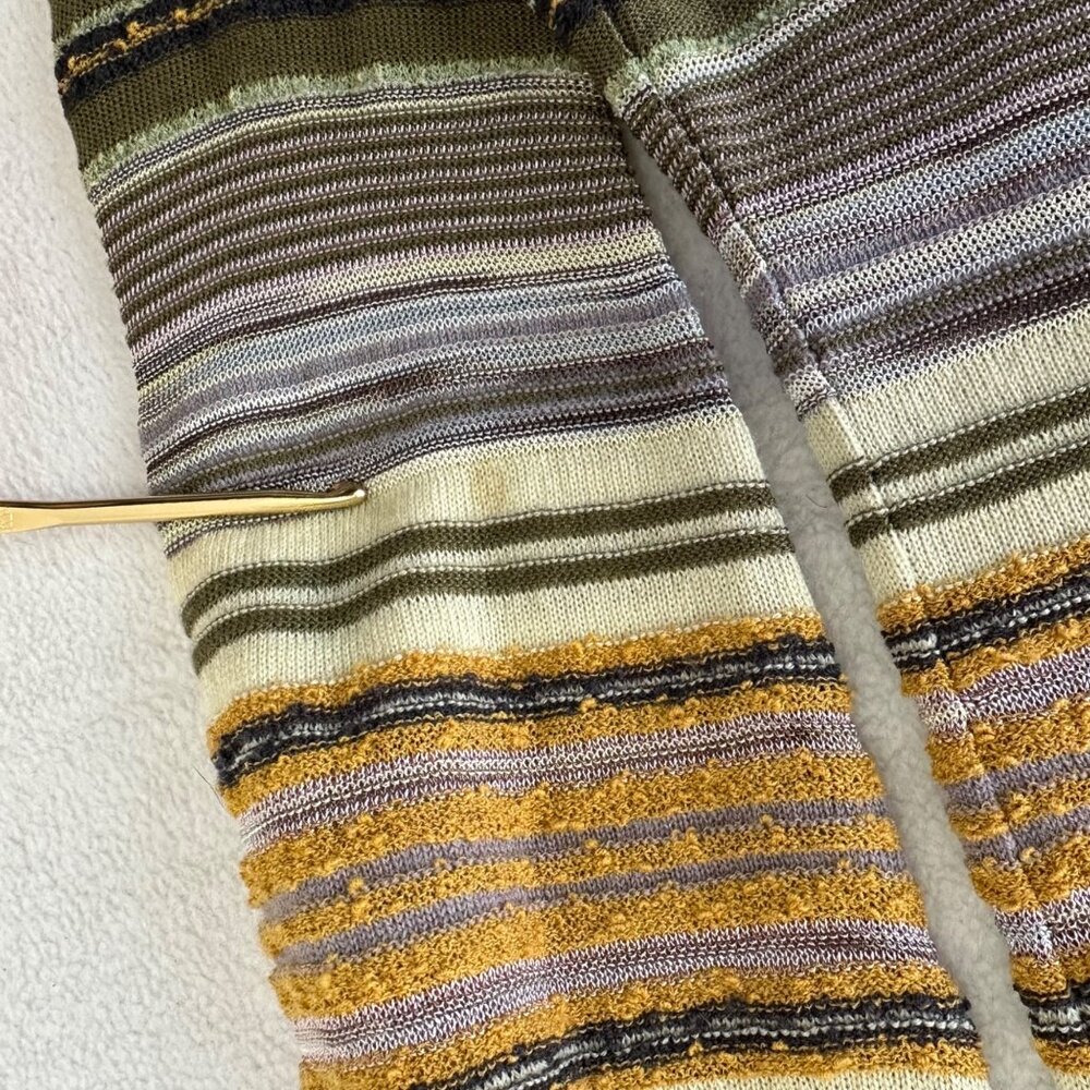 Missoni Striped Mock Neck Long Sleeve Knit Sweater Size 40 Greens Browns Vtg Y2K - Picture 3 of 13